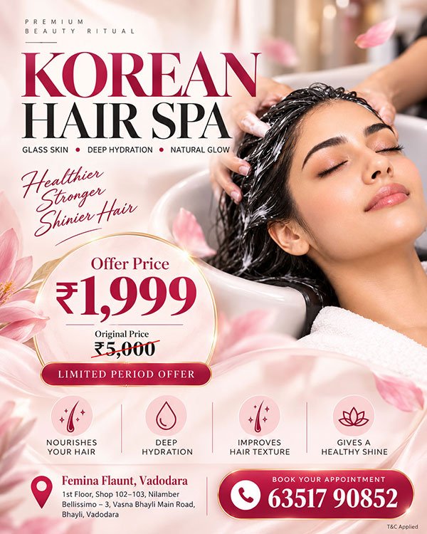 Korean Hair Spa Luxury Offer at Femina Flaunt Studio Salon, Vadodara
